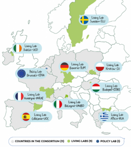 Carte d'europe des living lab